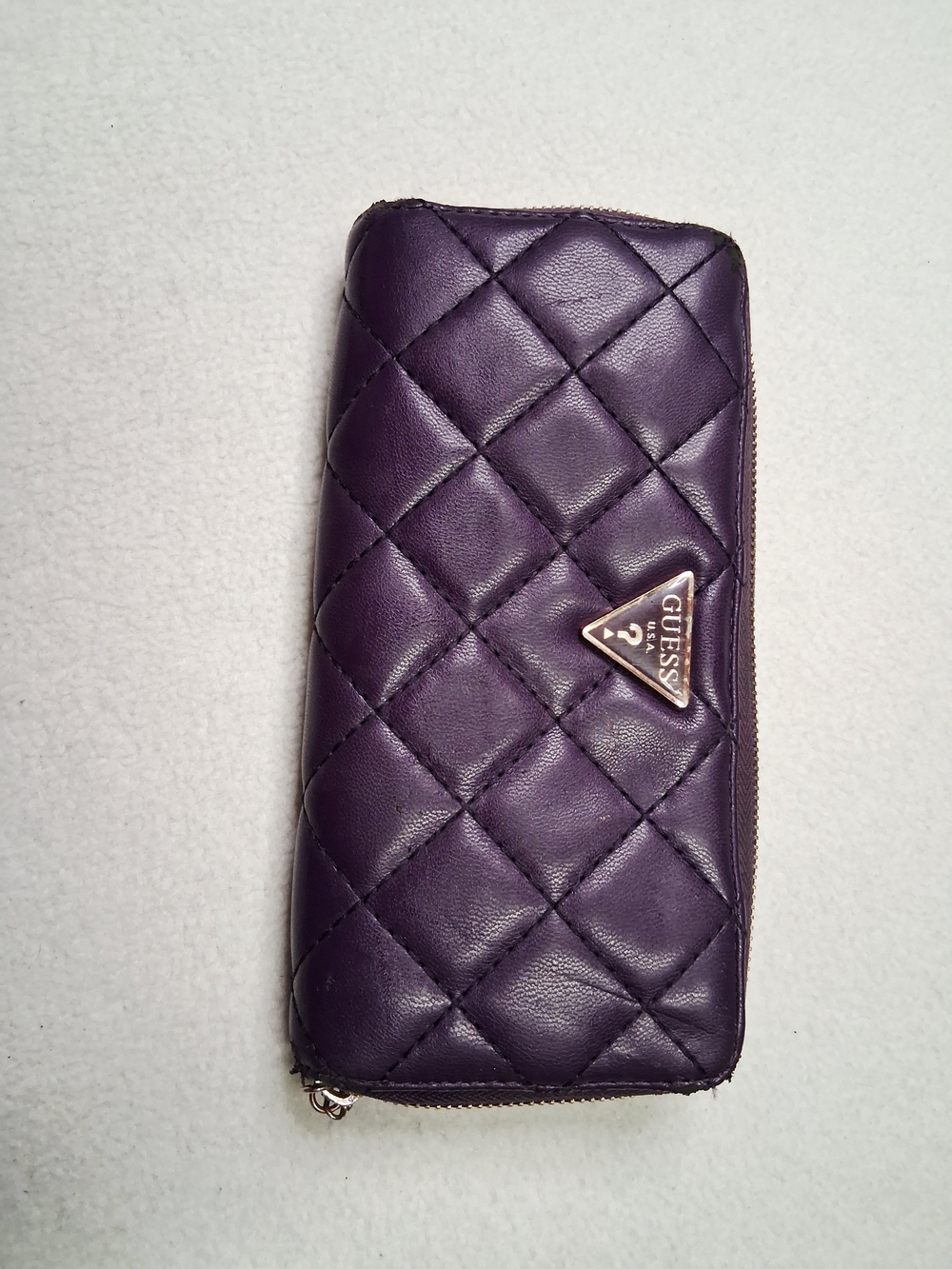 GUESS Quilted Purple Zip Wallet